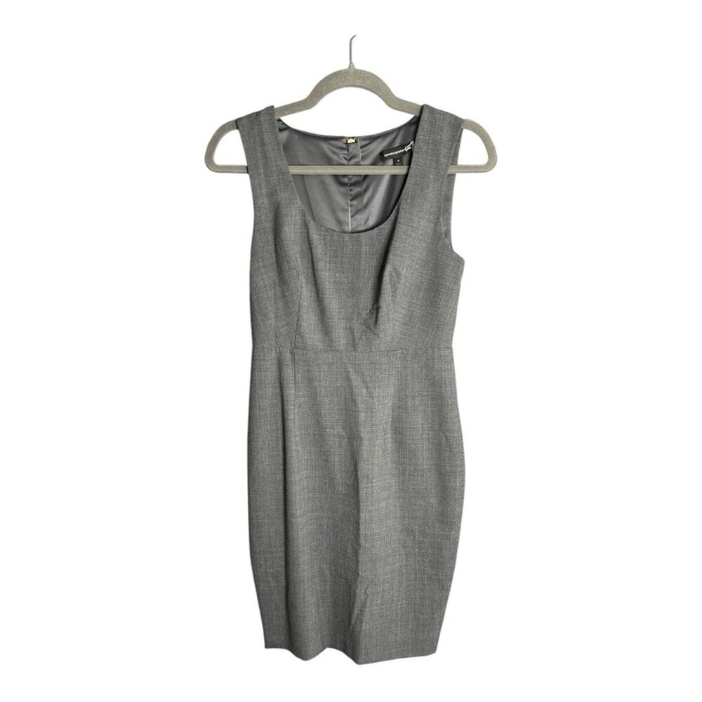 Express Gray Sleeveless Straight Dress Square Neck Exposed Zipper 4